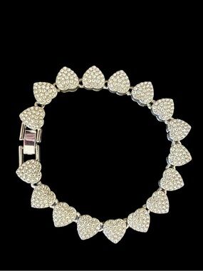 FASHION Pavé Silver-tone Hearts Bracelet - NWT
